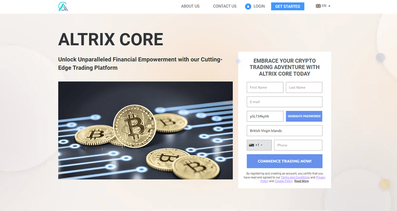 Altrix Core Homepage Screenshot