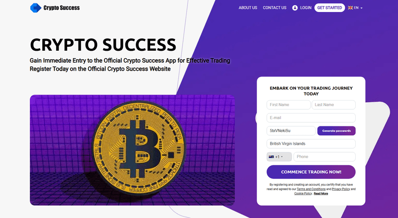 Crypto Success Homepage Screenshot