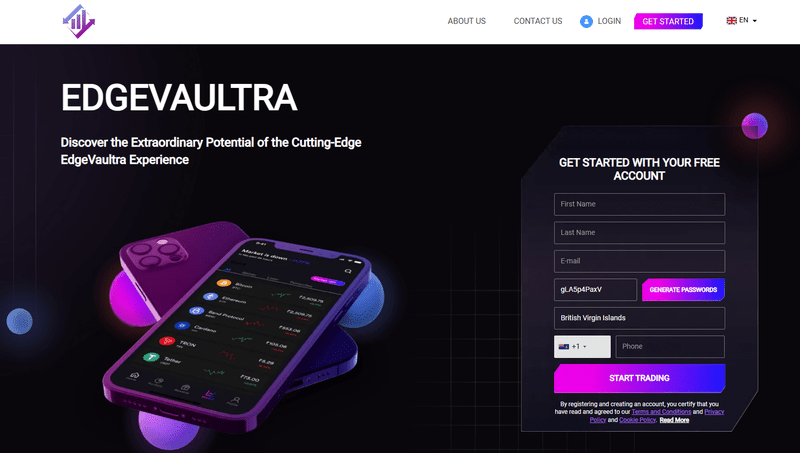 EdgeVaultra Homepage Screenshot